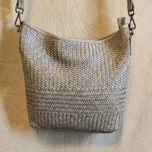 Gray Woven Shoulder Bag